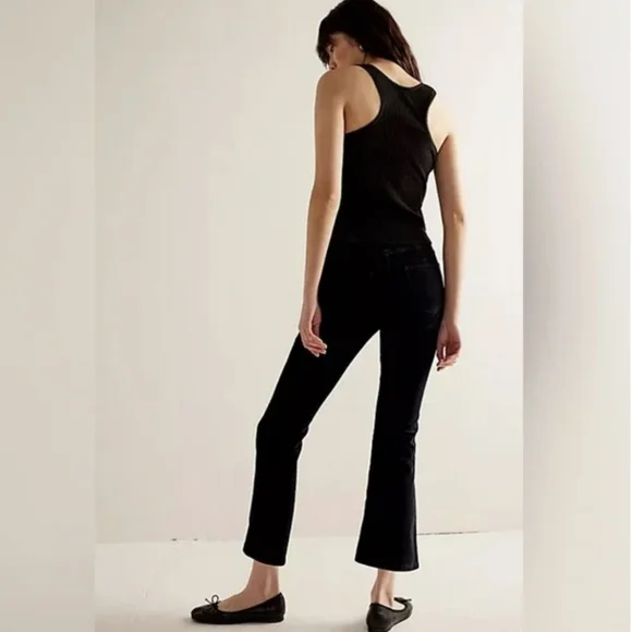 🤩Host Pick❤️ Free People In My Feelings Black Velvet Crop Flare Pants Size XS - Picture 2 of 13